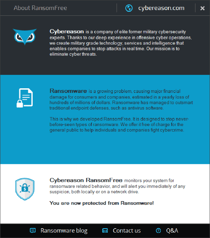 Ransomware skydd -RansomFree av Cybereason